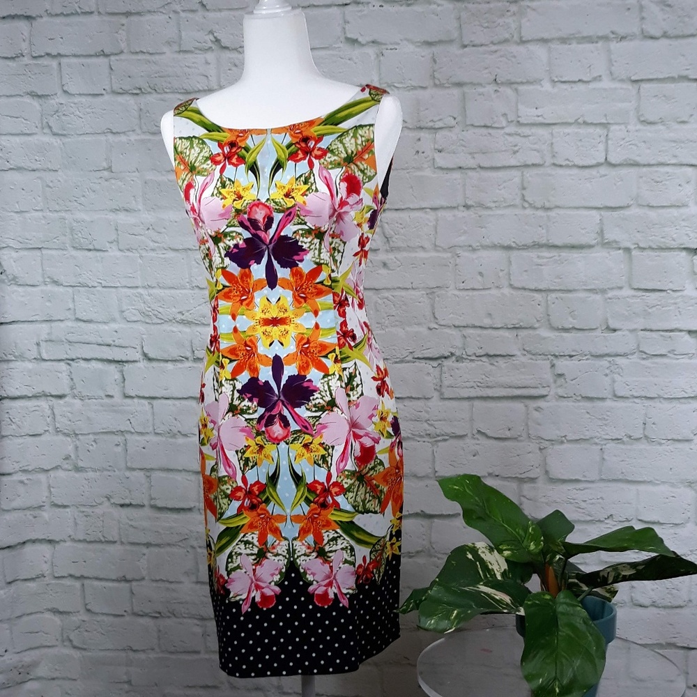 London Times floral dress with polka dots, size 10